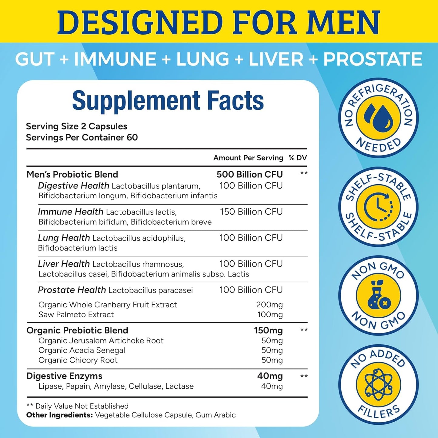 Probiotics for Men 500 Billion CFUs