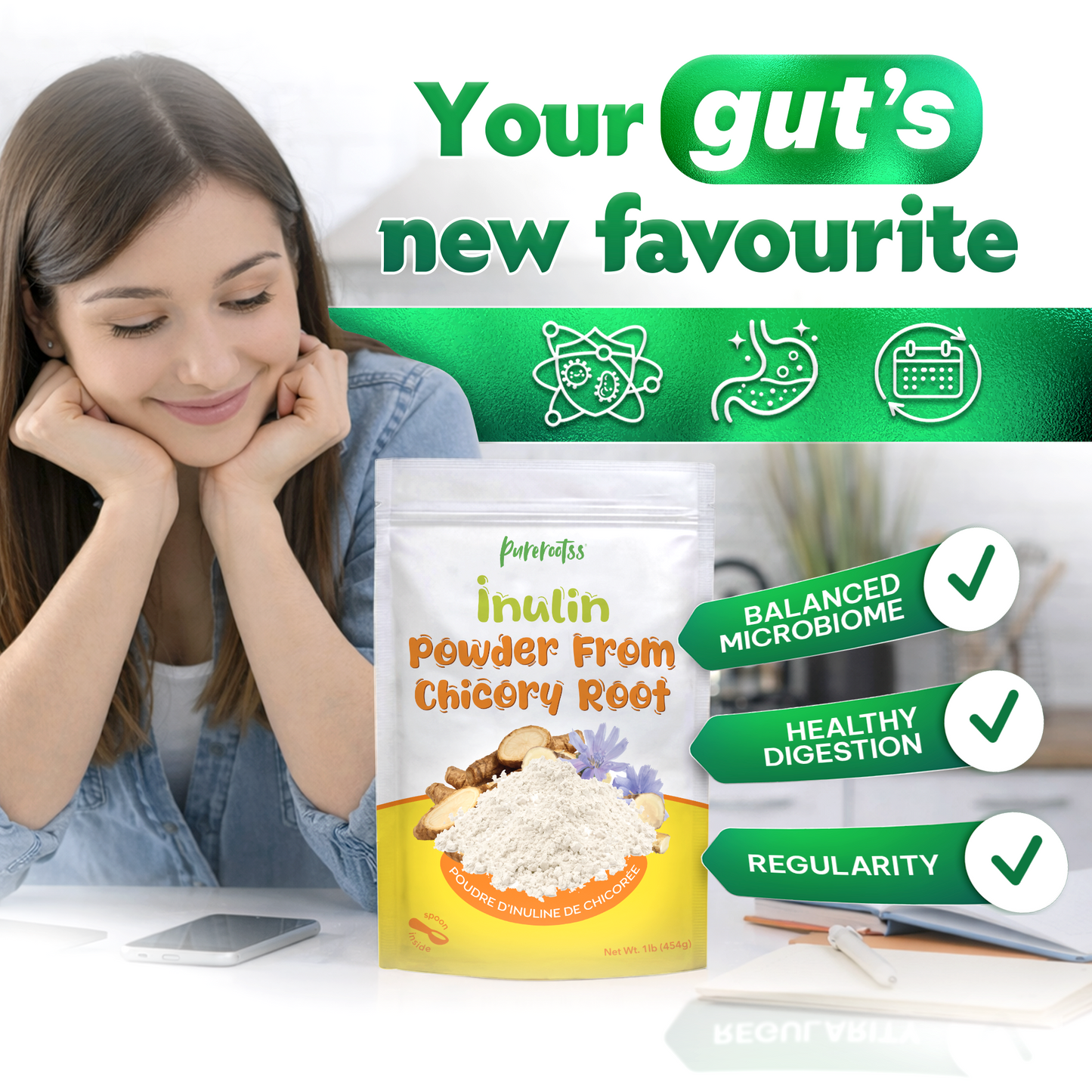 Inulin Powder Fiber Supplement (1lb)